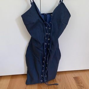 Denim Lace-up Dress